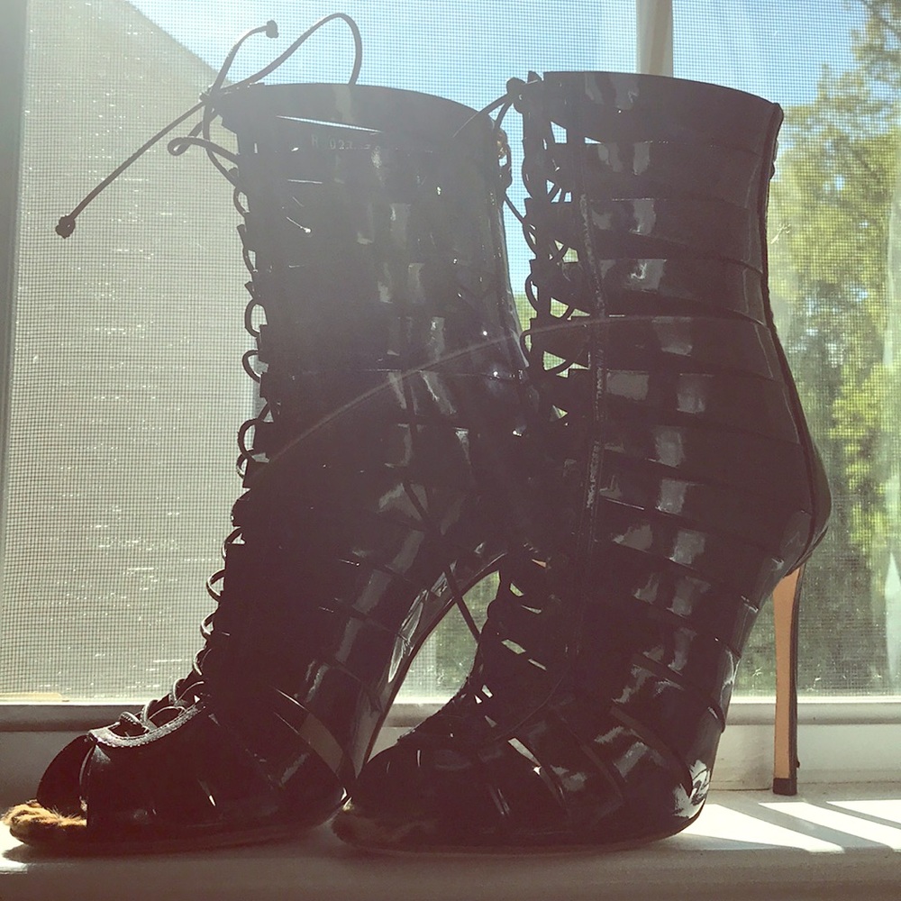 Francesco Russo Womens Strappy Tronchetto Sandals